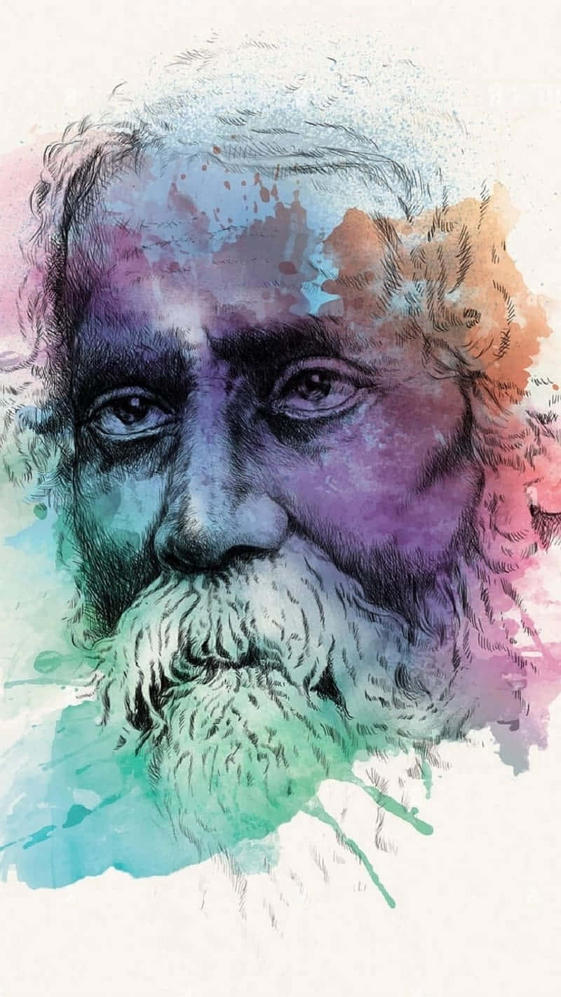Colorful Artistic Portrait Rabindranath Tagore