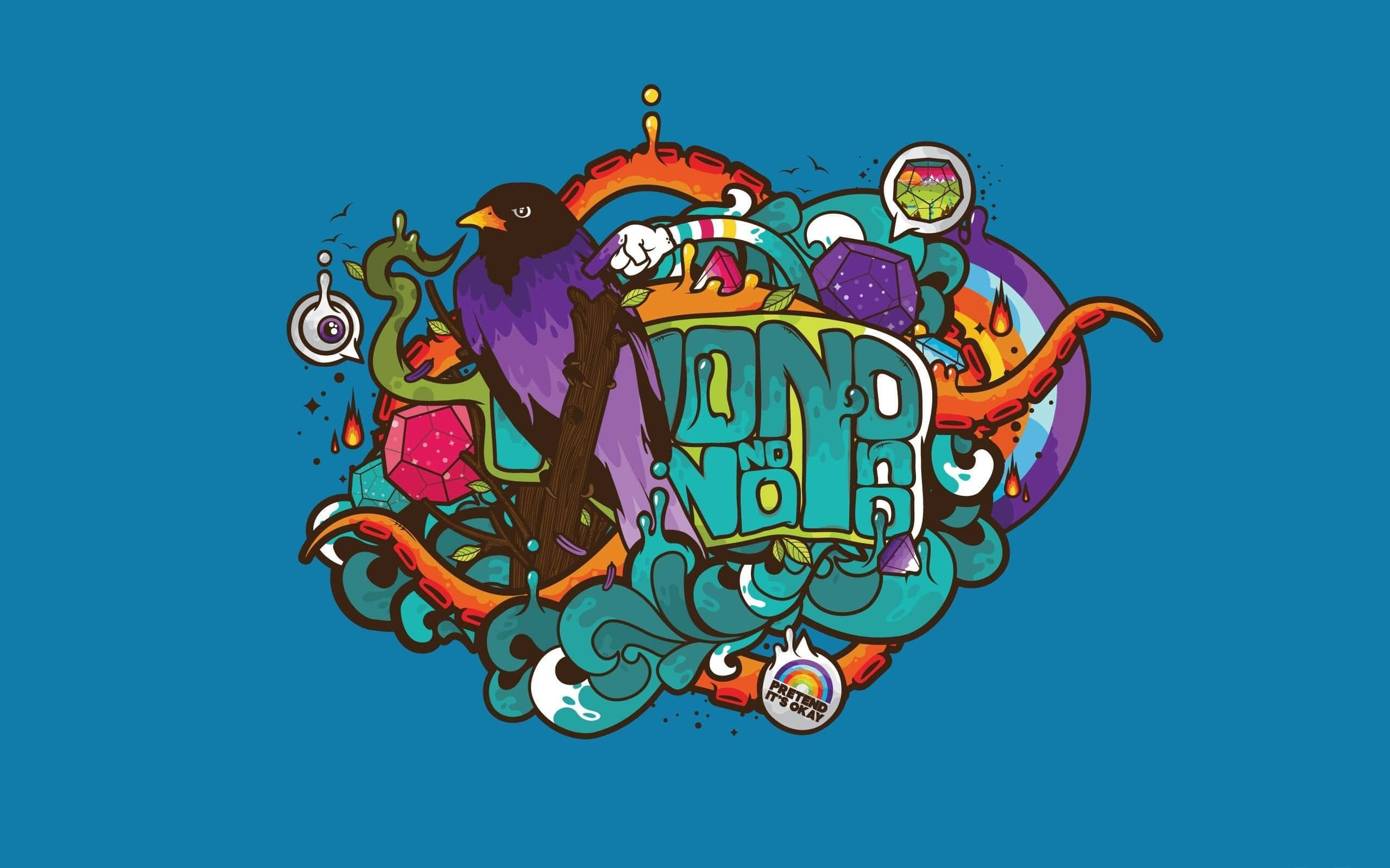 Hand-created Abstract Design In Cool Colors