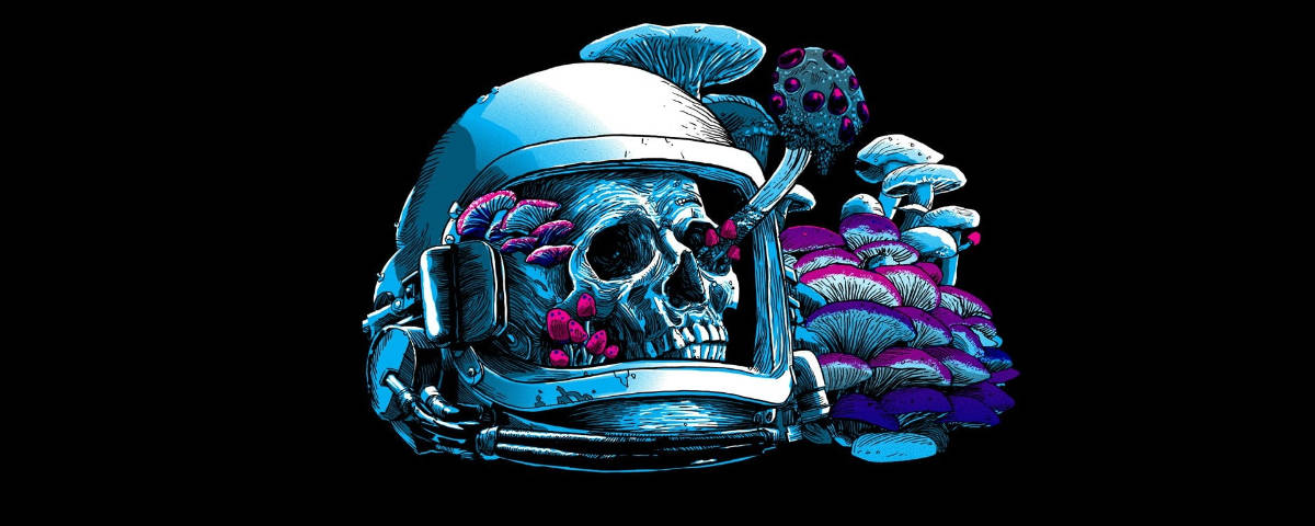 1200x480 Astronaut Skull Wallpaper