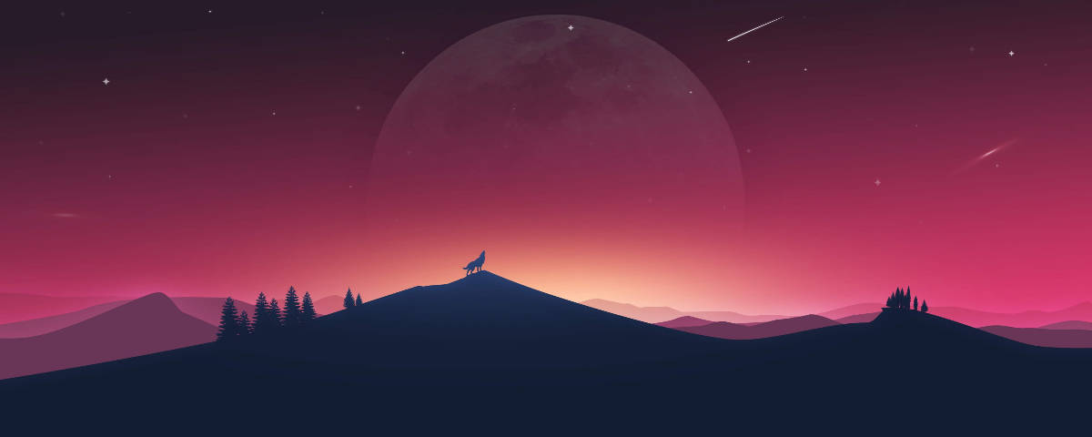 1200x480 Howling Wolf Wallpaper