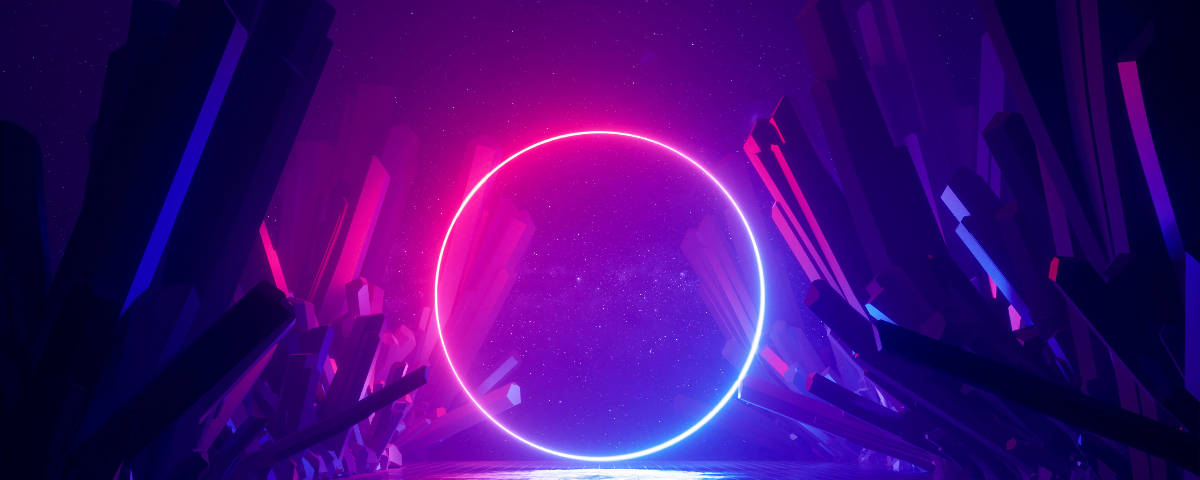 1200x480 Neon Circle Wallpaper