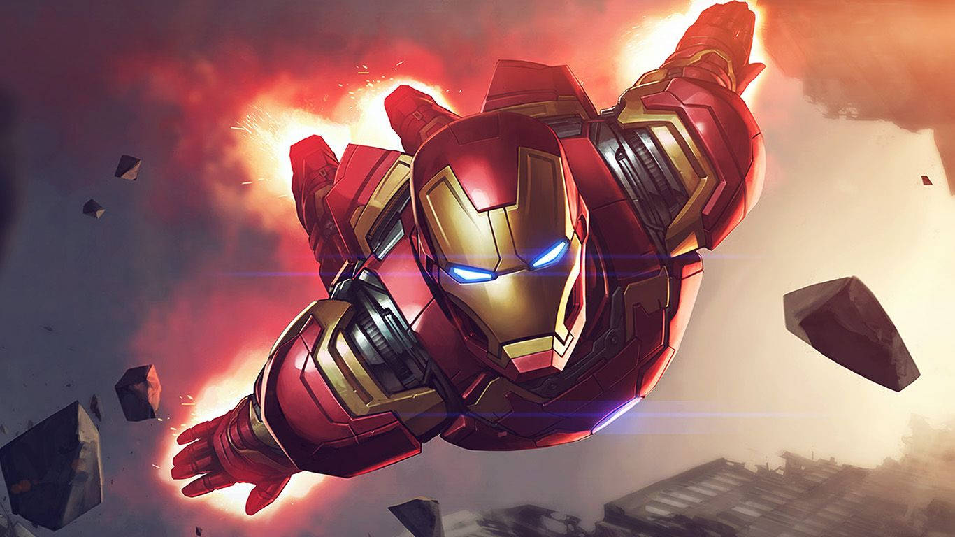 1366 X 768 Marvel Flying Ironman Wallpaper