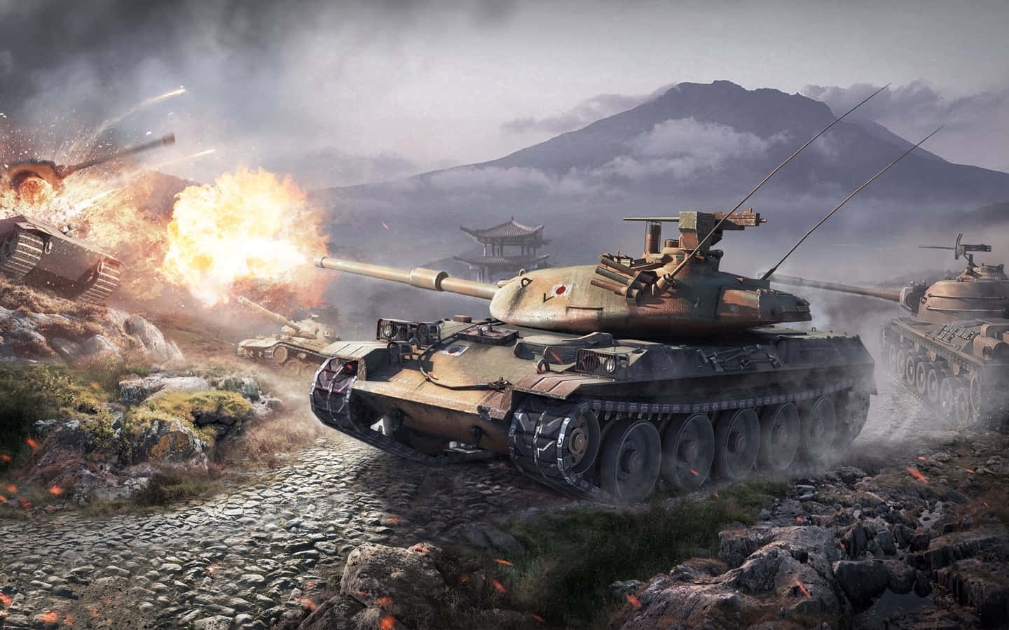 1440x900 Tanks Hitting Enemy Wallpaper