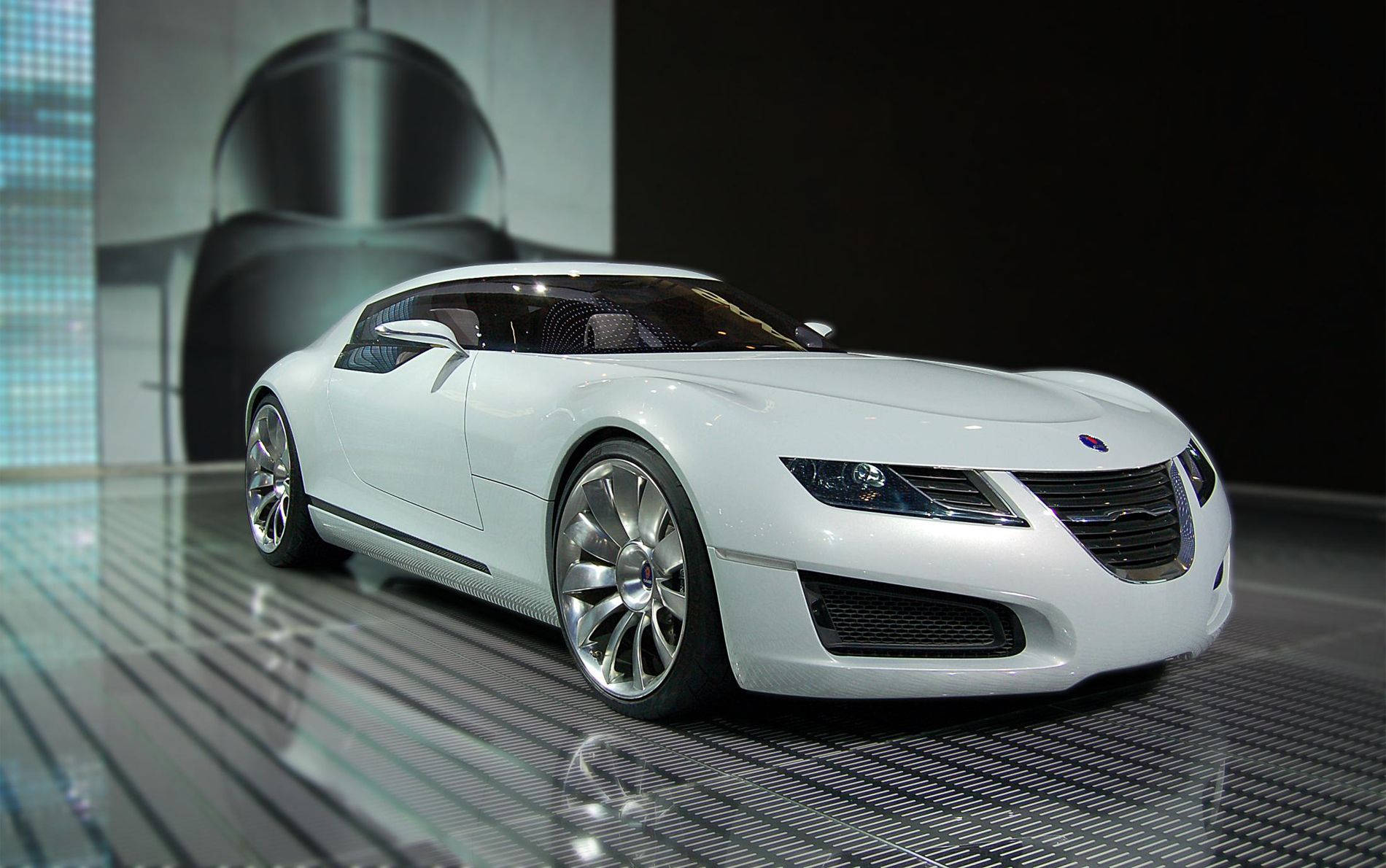 2006 White Saab Aero Six Wallpaper