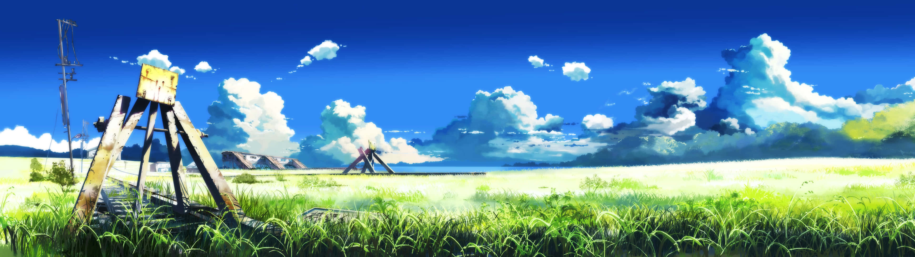 3840 X 1080 Anime Camp Ground Hd Wallpaper