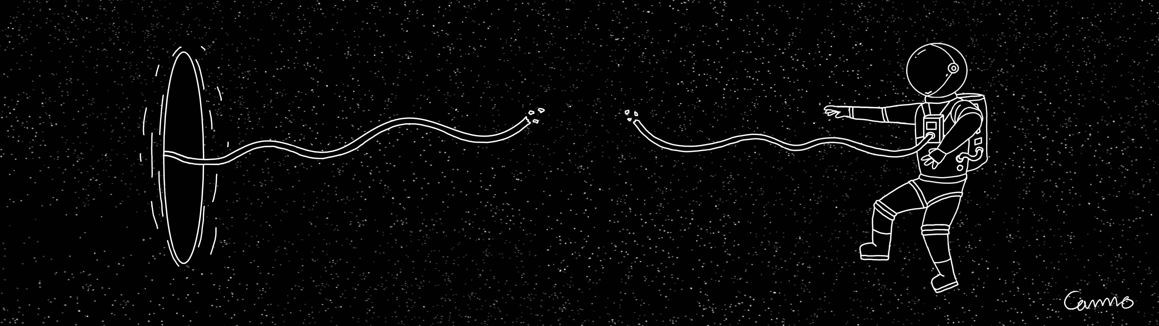 3840x1080 4k Astronaut Line Art Wallpaper