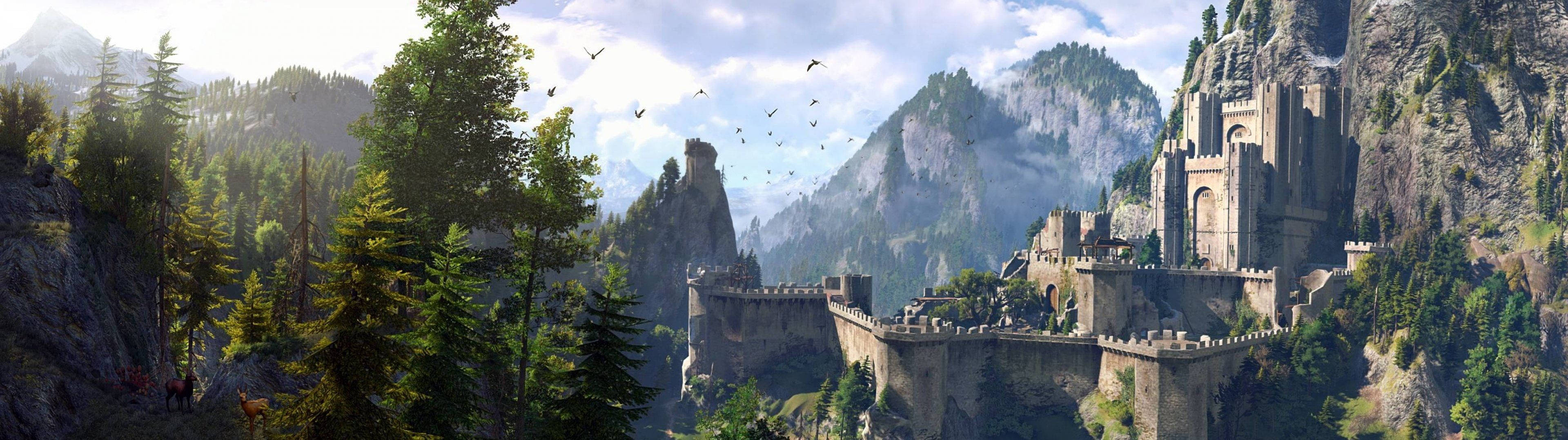 3840x1080 4k Fantasy Castle Wallpaper