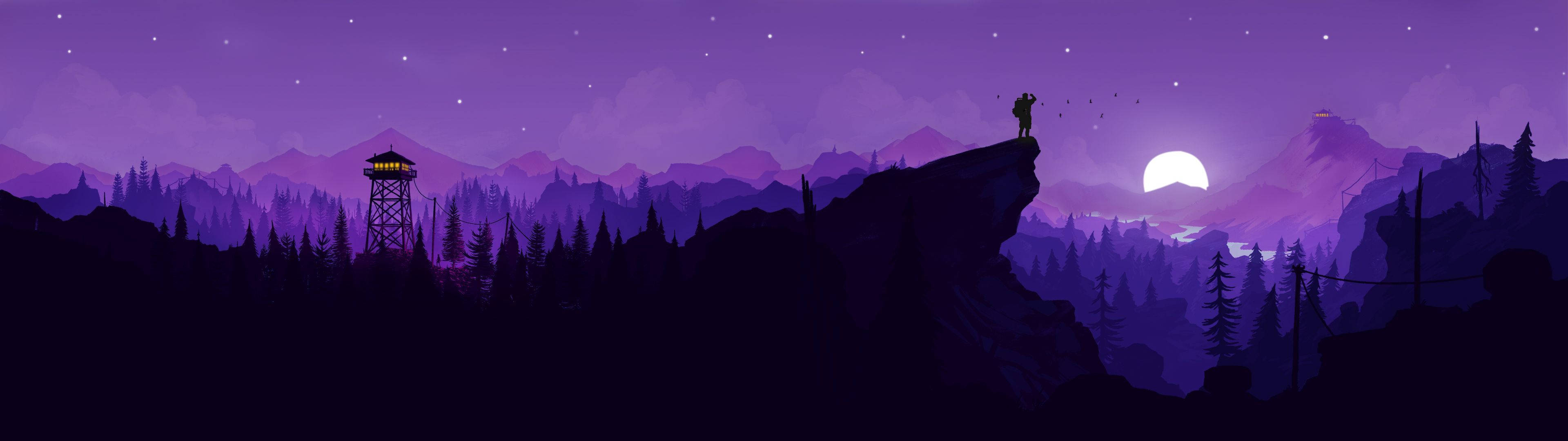 3840x1080 4k Purple Mountains Wallpaper