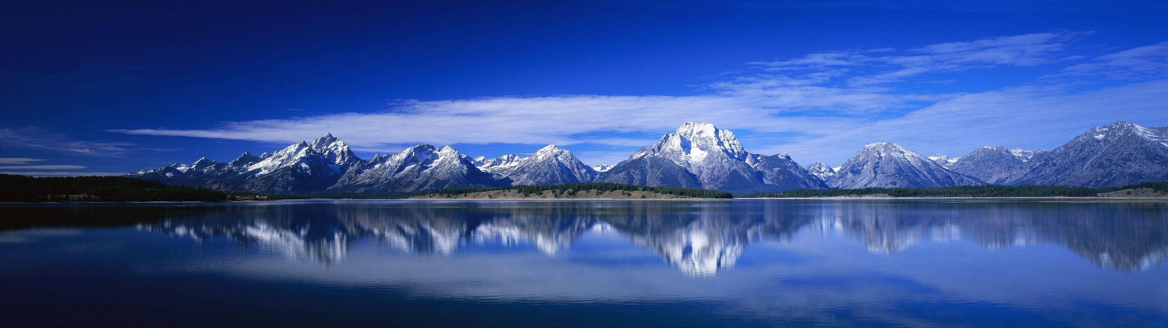 3840x1080 Hd Dual Monitor Mountain Lake Wallpaper