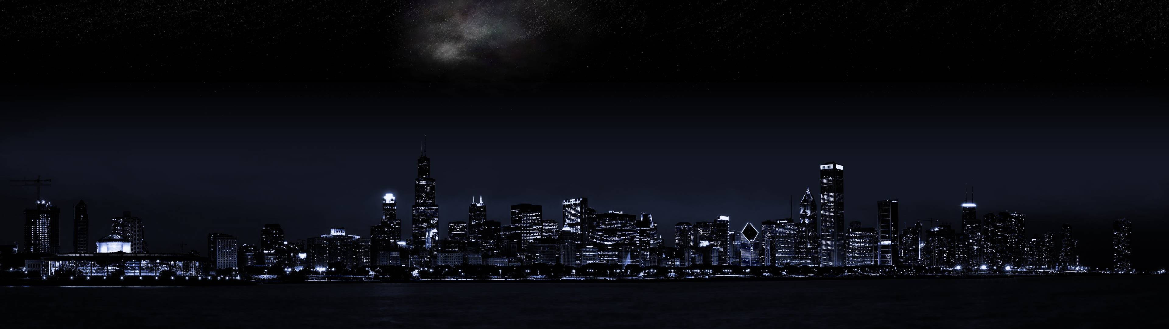 3840x1080 Hd Dual Monitor Nightscape Wallpaper