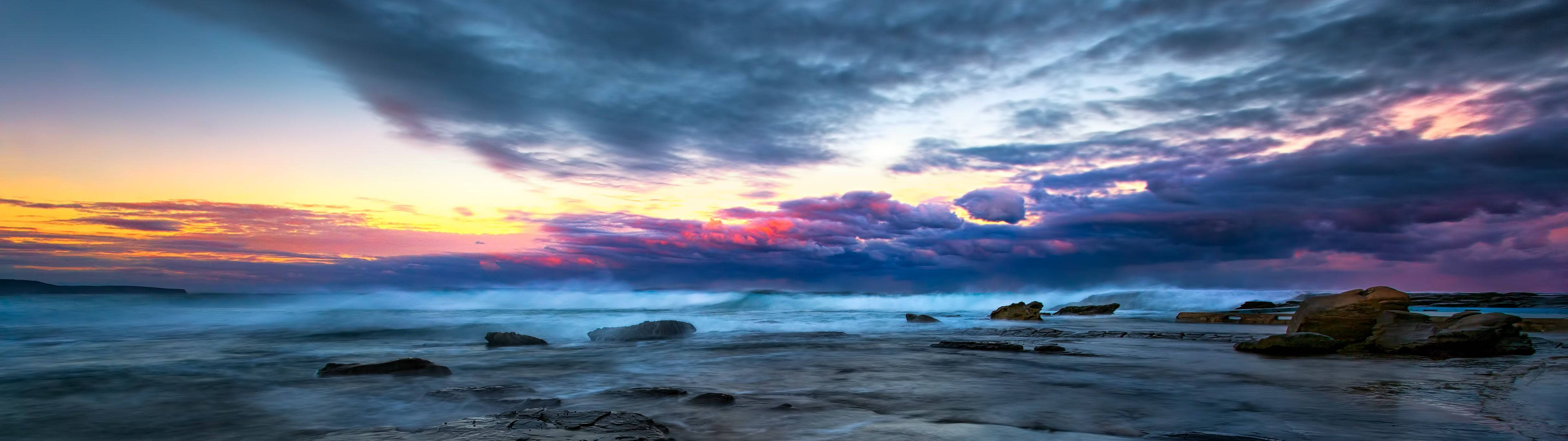 3840x1080 Hd Dual Monitor Seascape Wallpaper