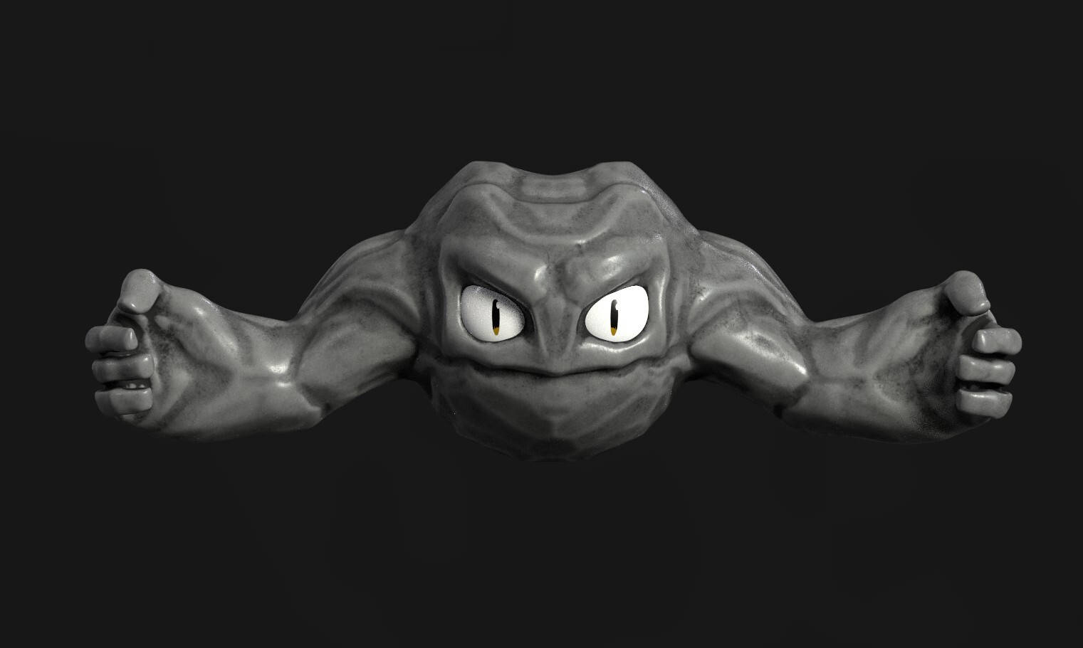 3d Animated Geodude From Pokemon Showcasing Strength Wallpaper