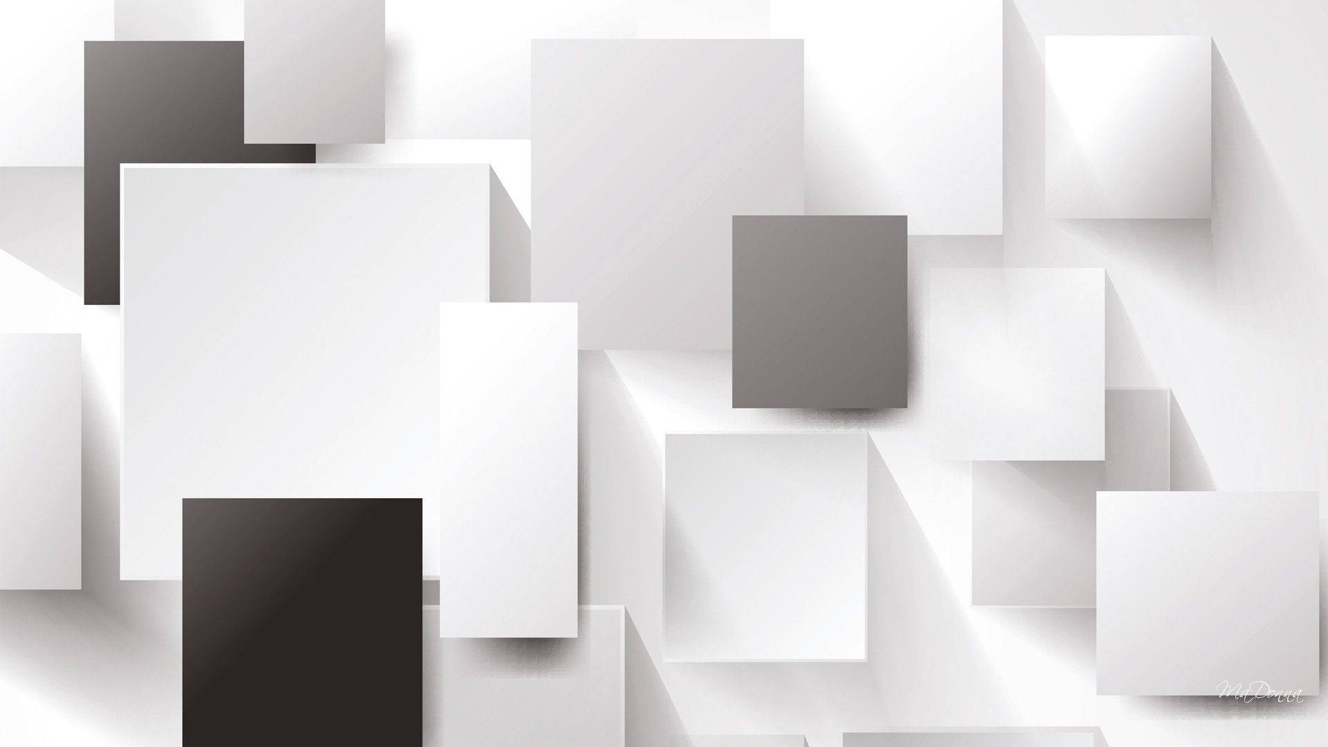 3d Black And White Squares And Rectangles Wallpaper