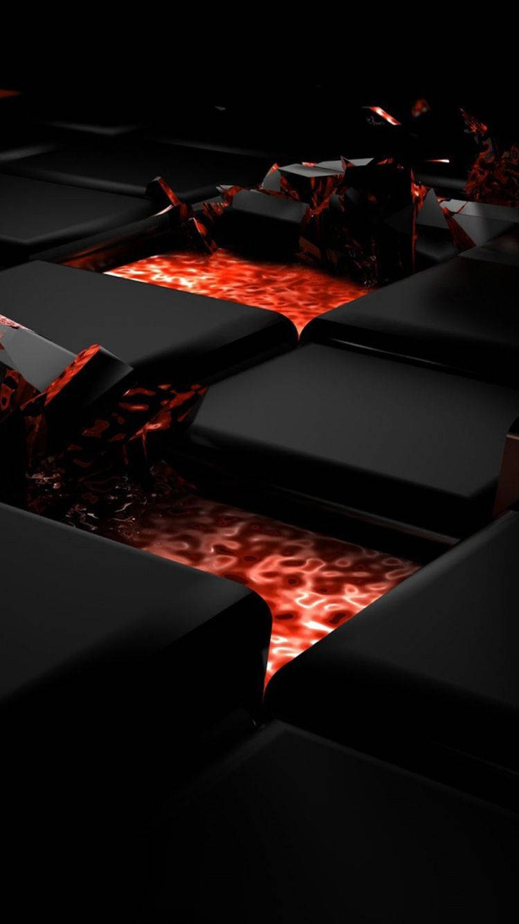 3d Iphone Black Cubes And Lava Wallpaper