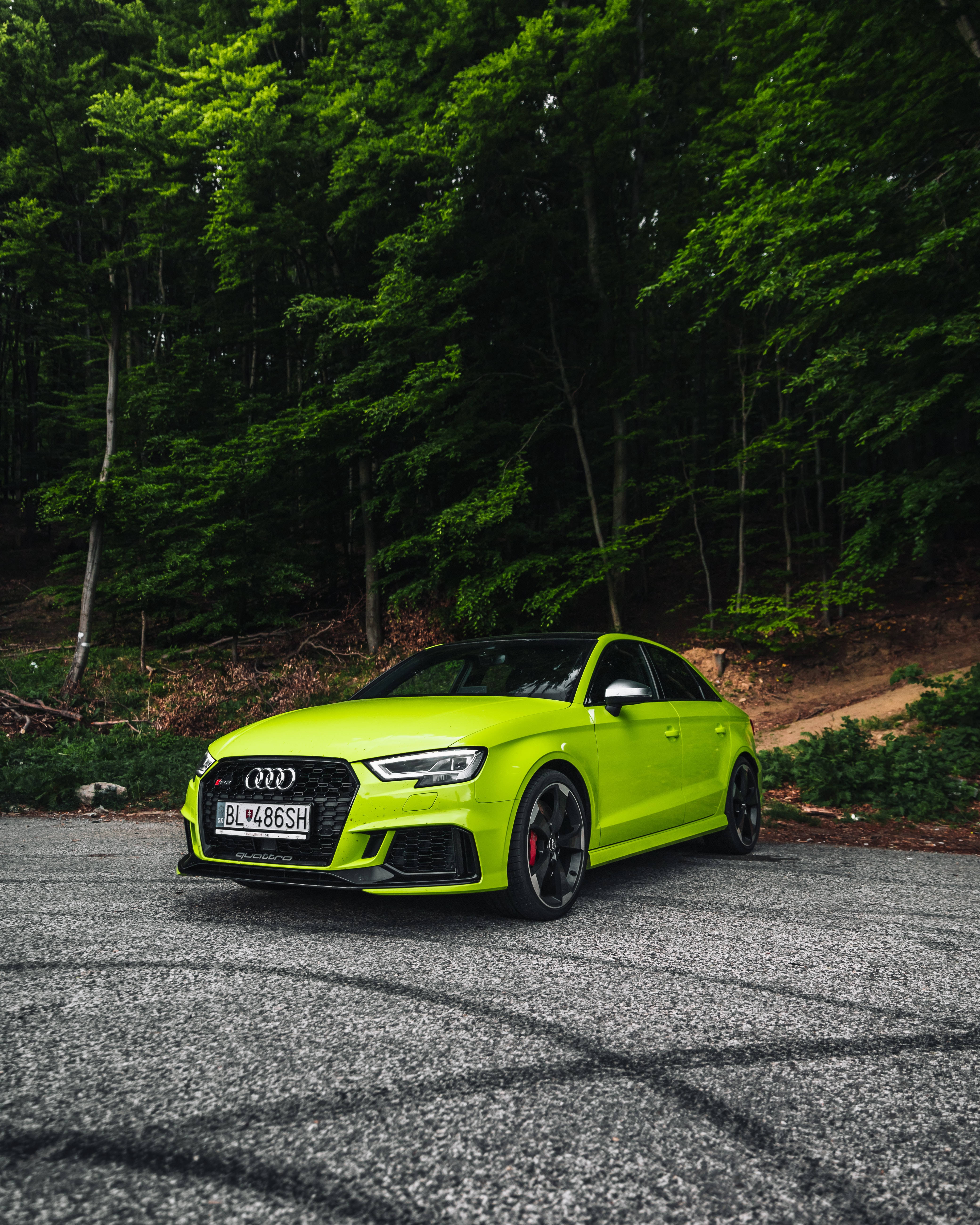 4k Green Sports Car Audi Rs 3 Wallpaper