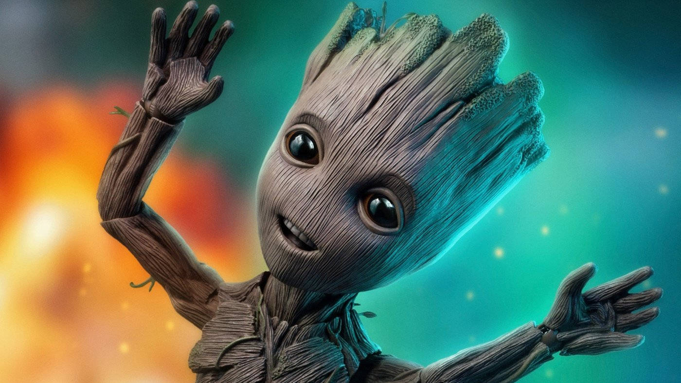 4k Guardians Of The Galaxy Baby Groot Falling Wallpaper