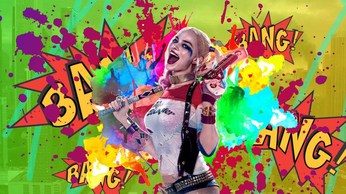 4k Harley Quinn On A Wall Wallpaper