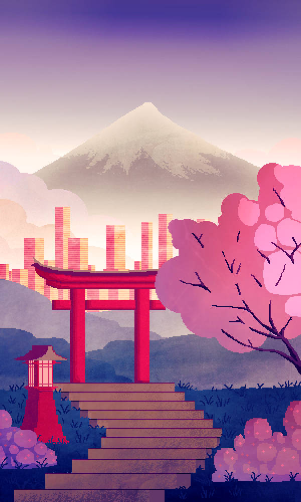 8 Bit Japan Mt. Fuji Wallpaper