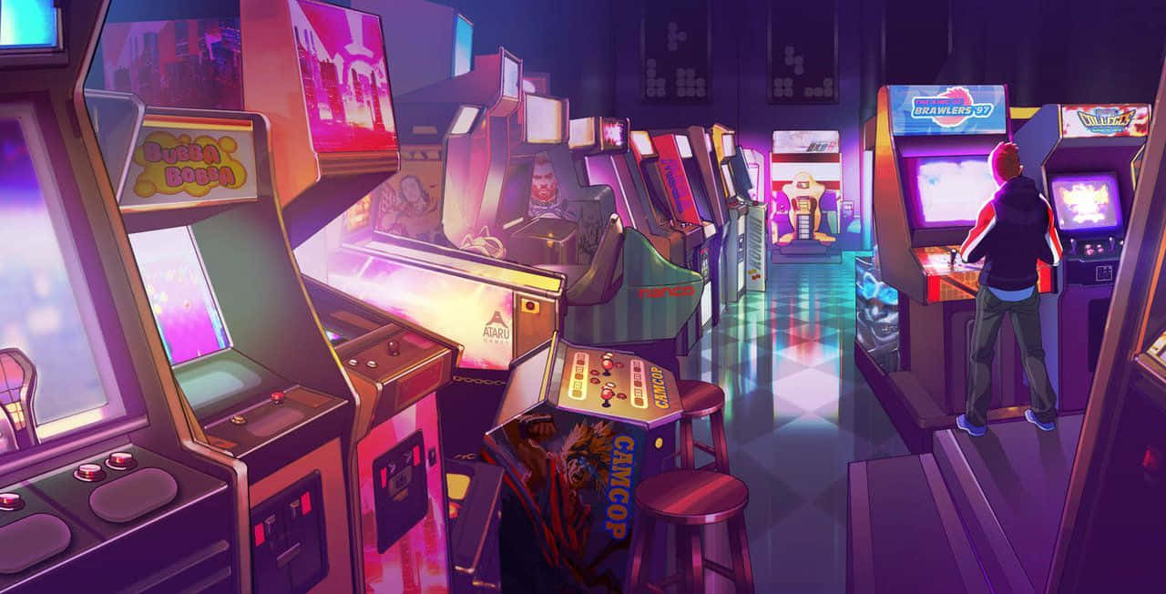 80s Retro Arcade Purple Wallpaper