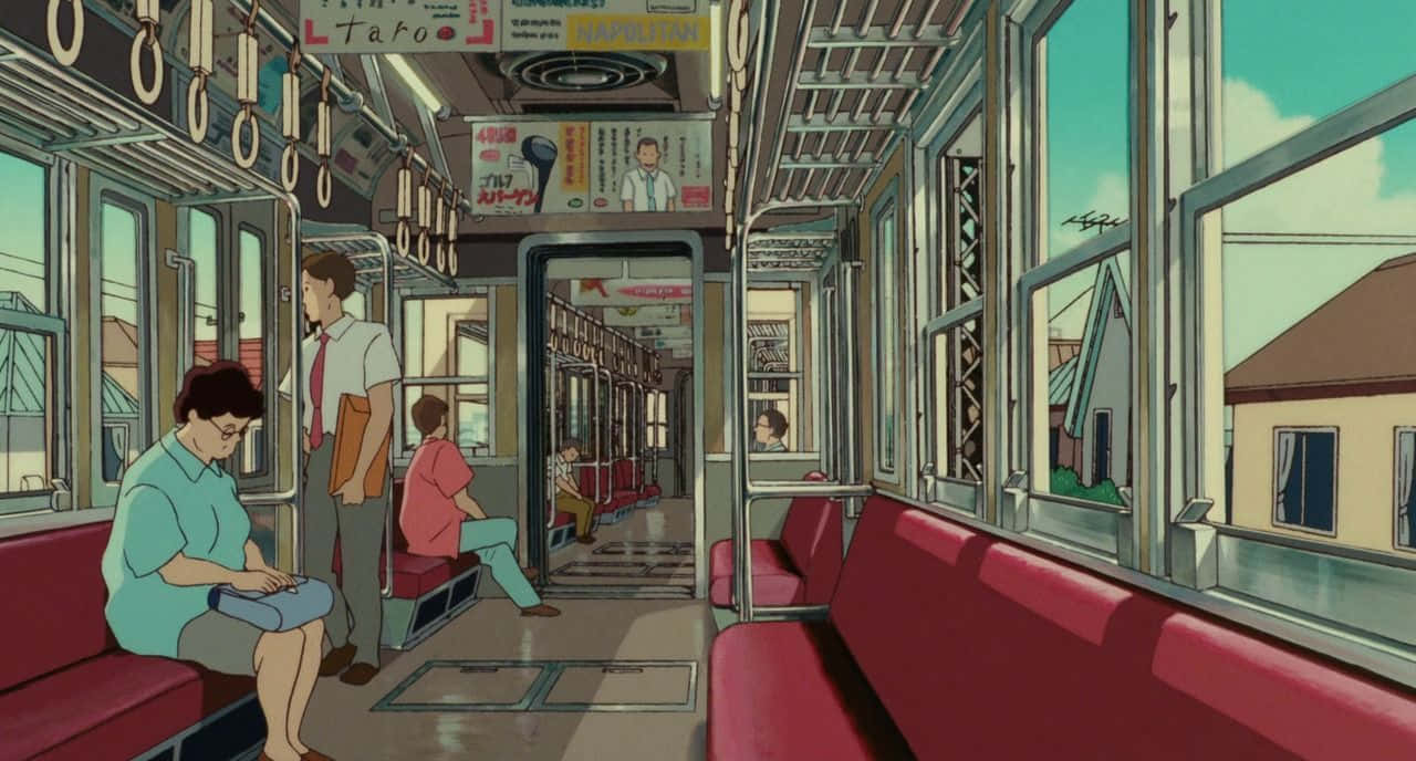 90 Anime Aesthetic Inside Train Wallpaper