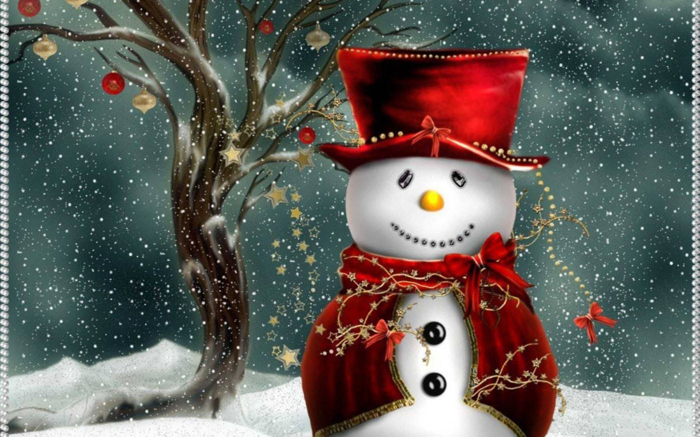 A 3d Cute Snow Man Wallpaper