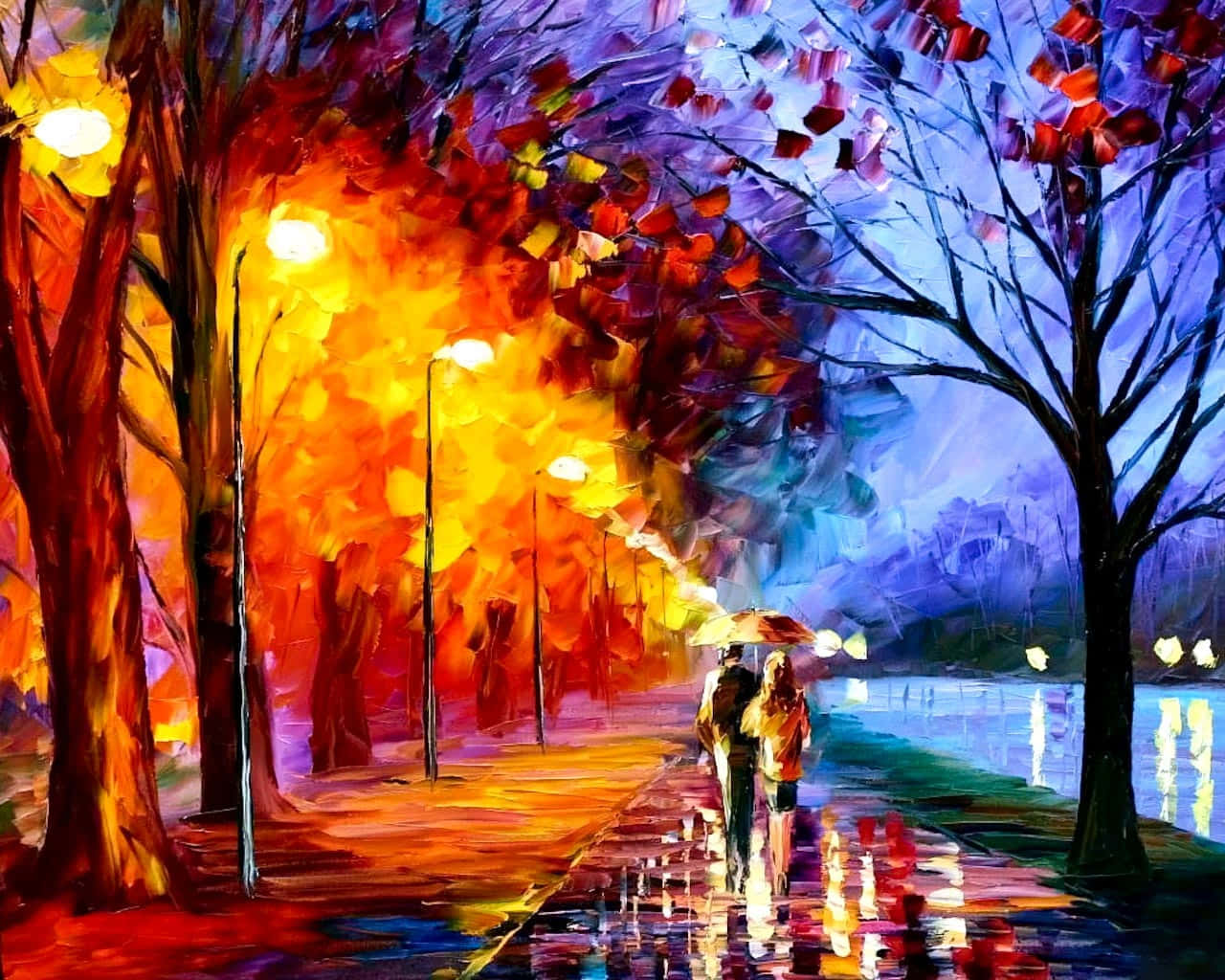 A Beautiful And Vibrant Oil Painting Depicting The Countryside. Wallpaper