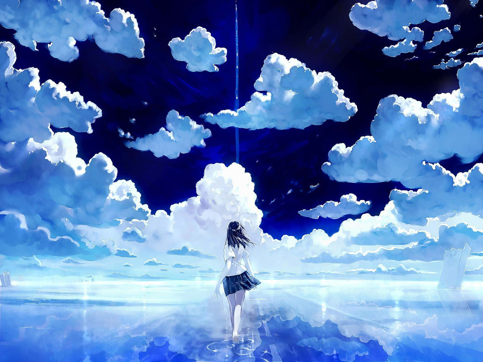 A Beautiful Landscape Of An Anime Sky Wallpaper