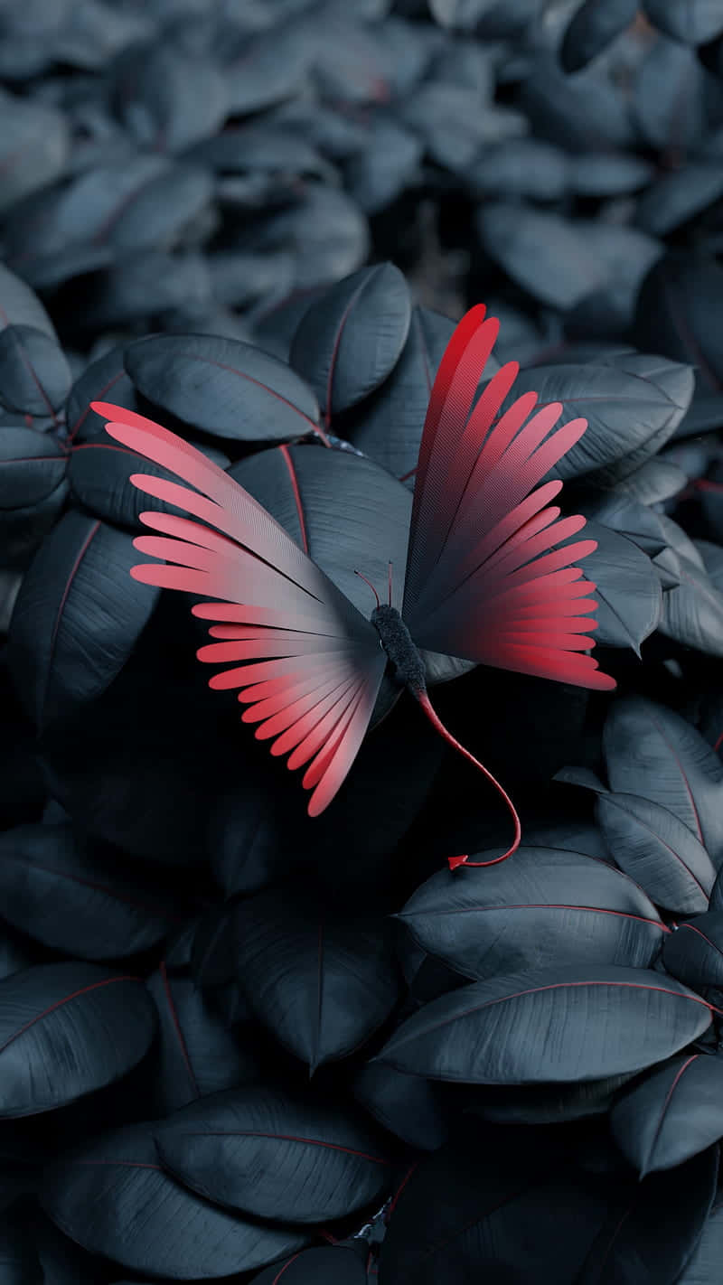 A Beautiful Red Butterfly Fluttering Amongst A Colorful Array Of Wildflowers. Wallpaper