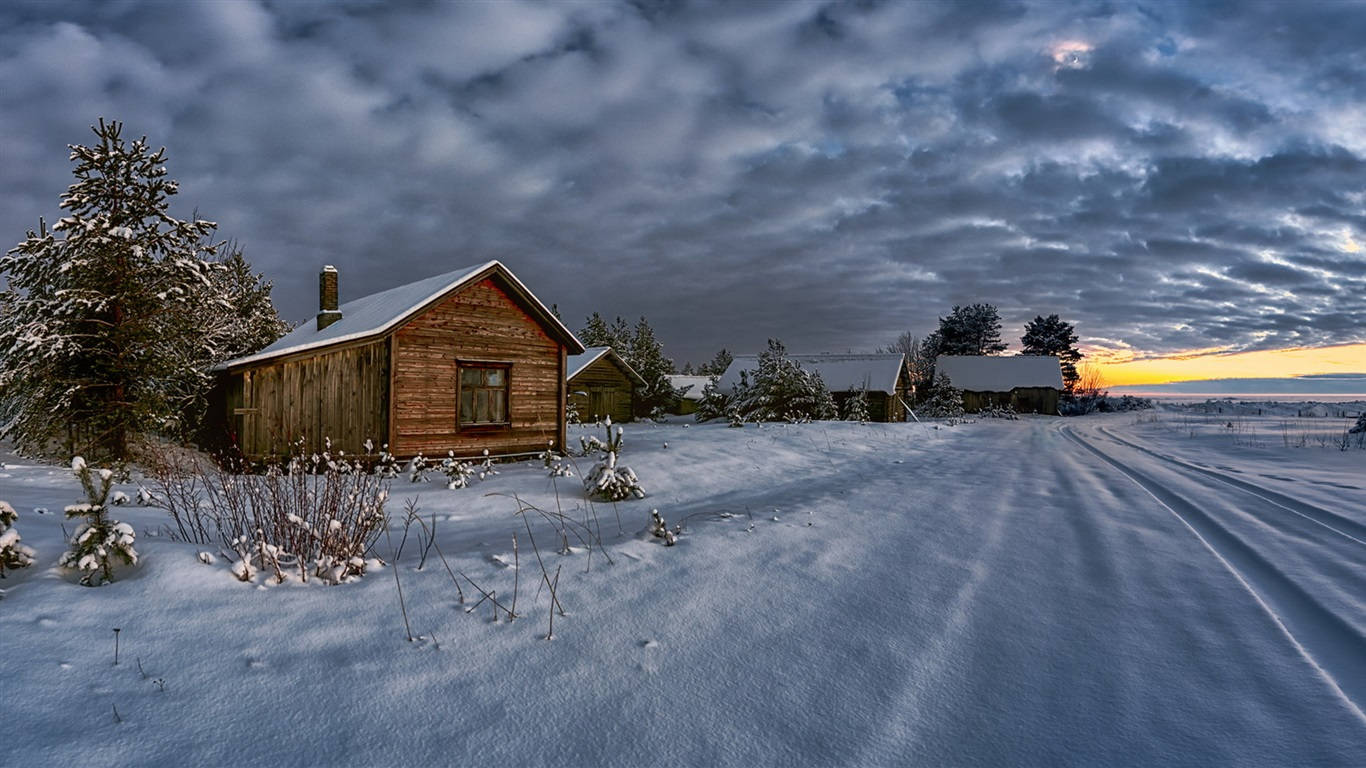 A Beautiful Winter Scene In The Mountains Wallpaper