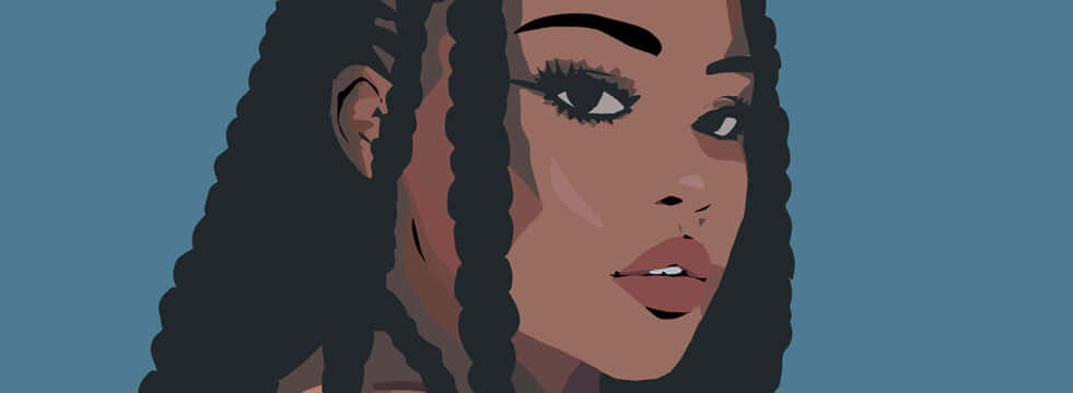 A Black Woman With Long Hair And A Blue Background Wallpaper