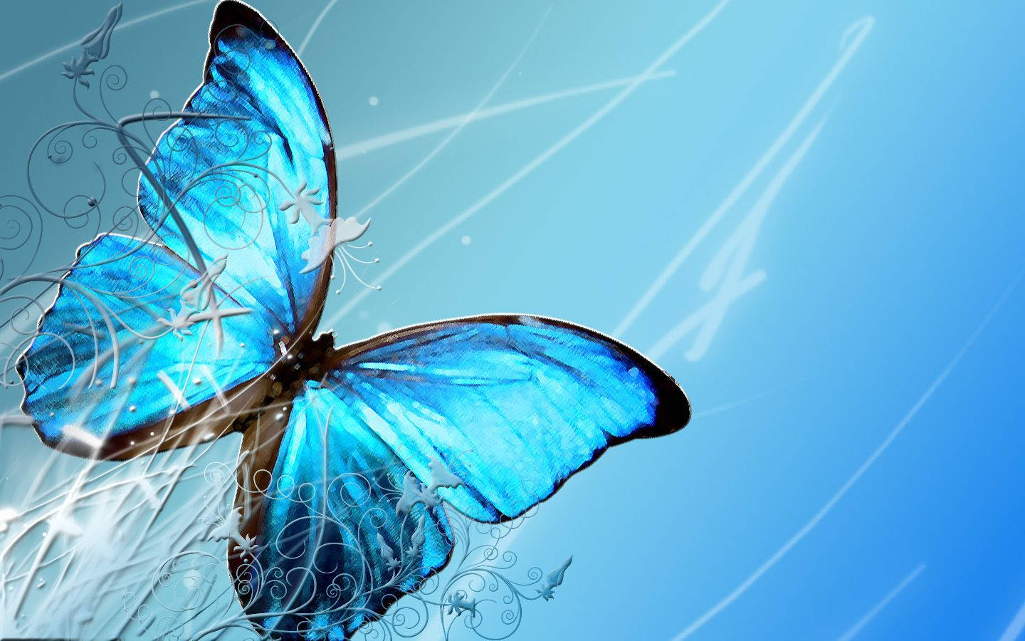 A Blue Butterfly Taking Flight Wallpaper