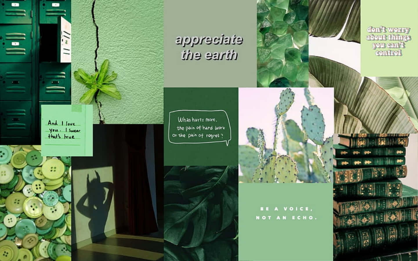 A Calming, Pastel Green Desktop Aesthetic Wallpaper
