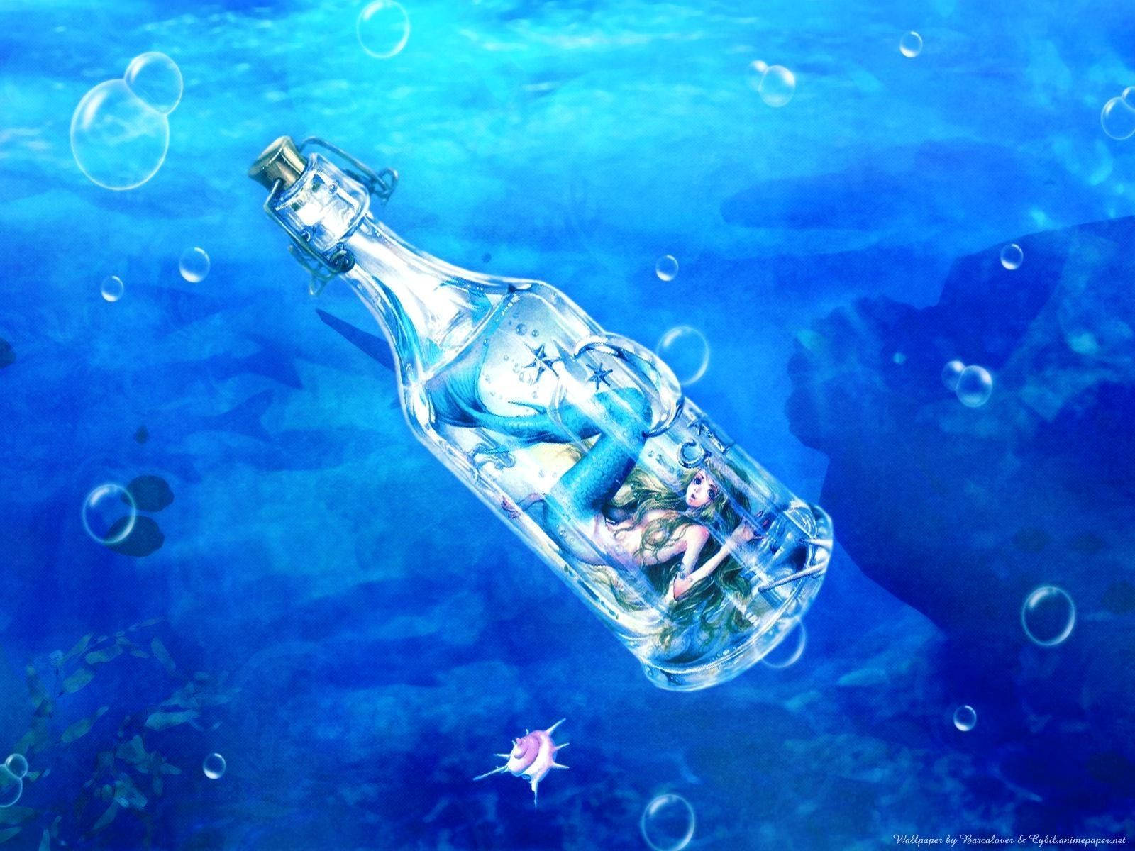 A Captivating Mermaid Found In A Bottle Wallpaper