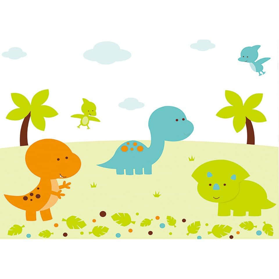 A Cartoon Dinosaur Spreading The Love Wallpaper