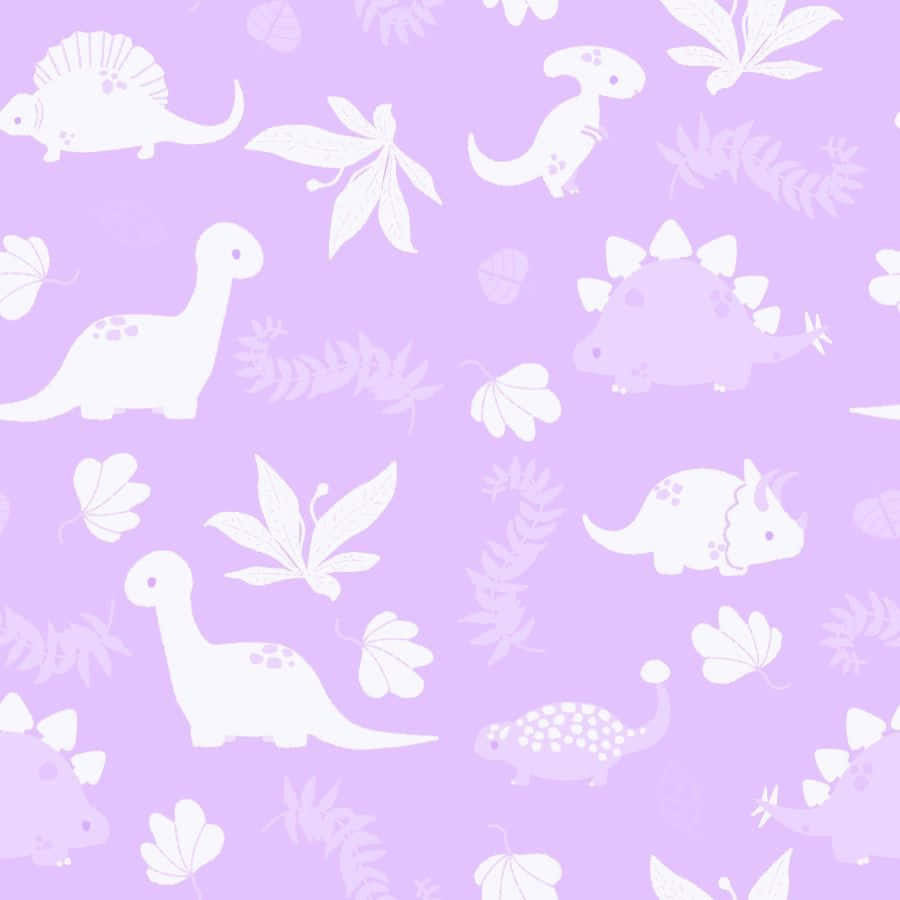 A Cartoon Dinosaur Surrounded By Lush Greenery. Wallpaper