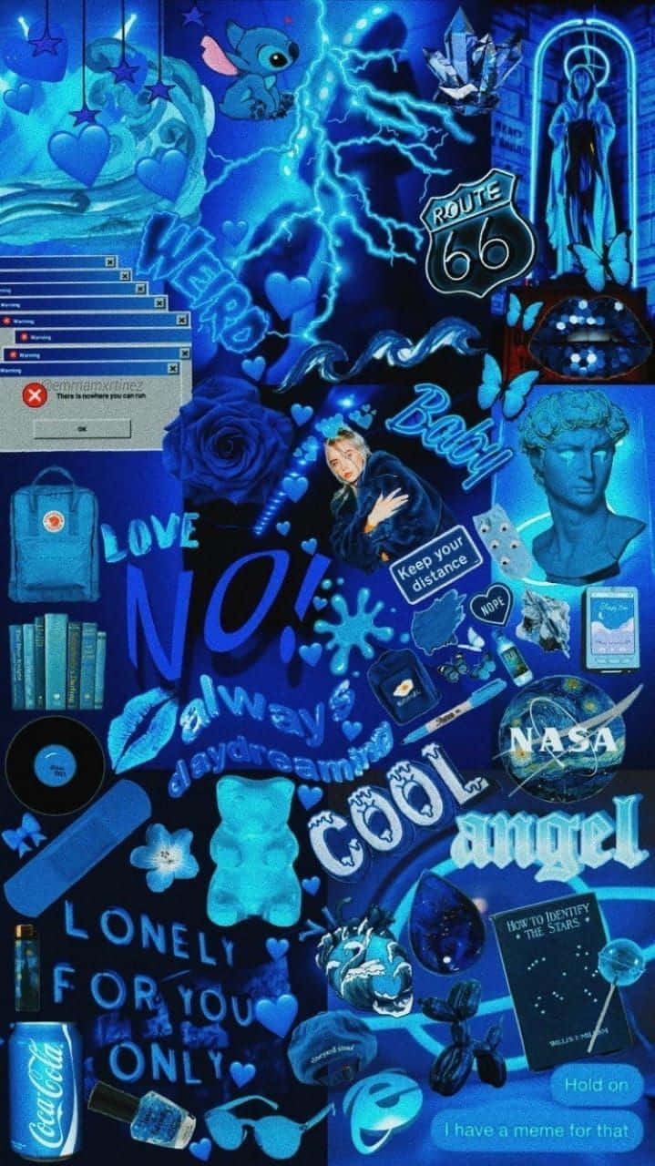 A Cluster Of Blue Things In A Splash Of Color Wallpaper