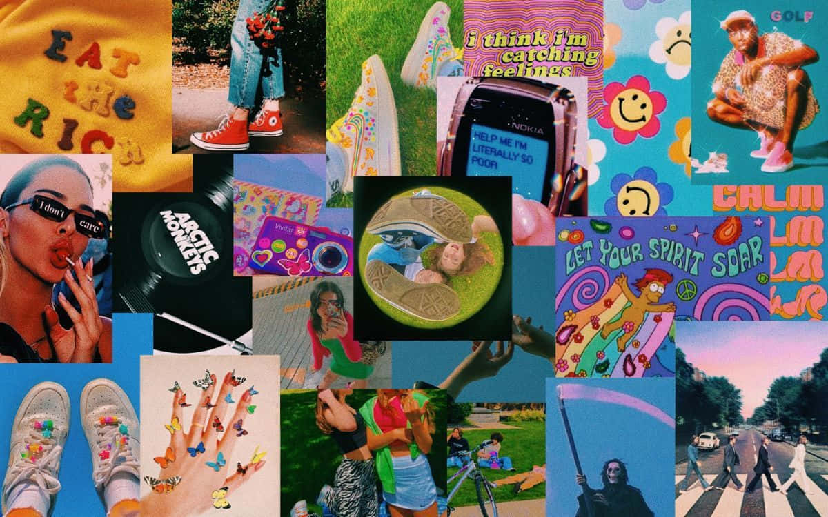 A Collage Of Pictures Of People With Different Things Wallpaper