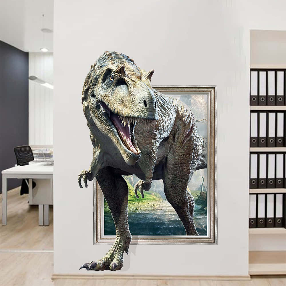 A Dinosaur Wall Sticker In An Office Wallpaper