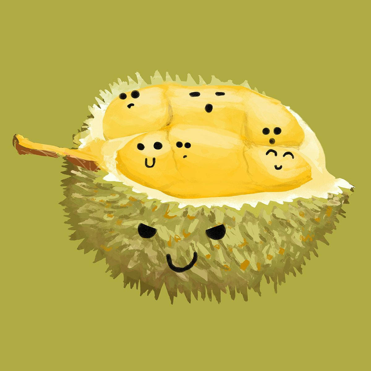 A Fun And Artistic Illustration Of A Durian Fruit Wallpaper