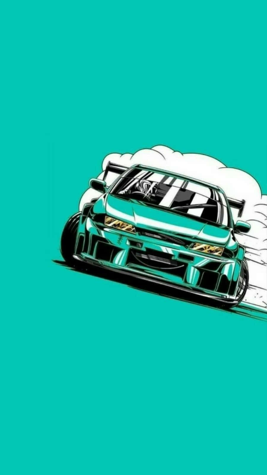 A Green Car With Smoke Coming Out Of It Wallpaper