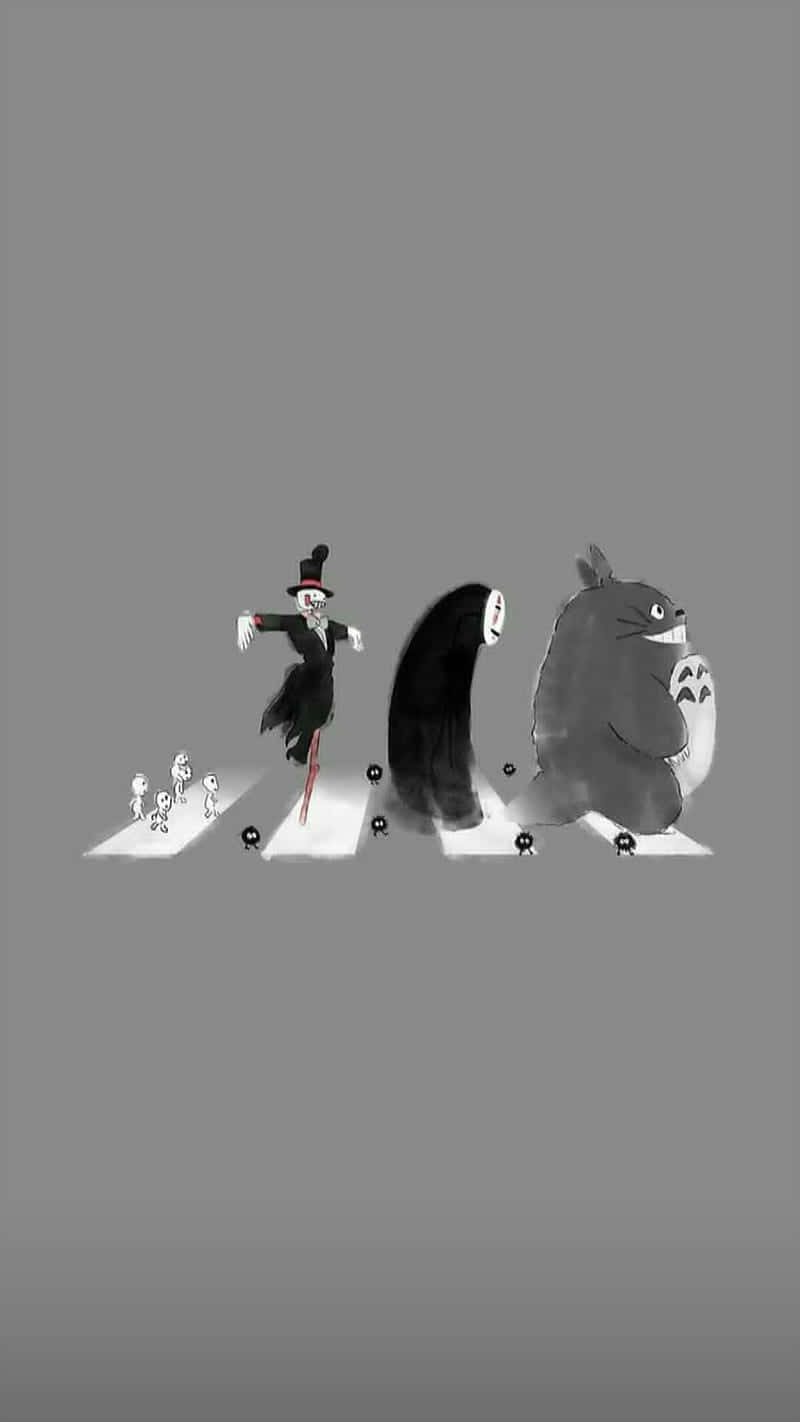 A Group Of Characters Walking Across A Street Wallpaper