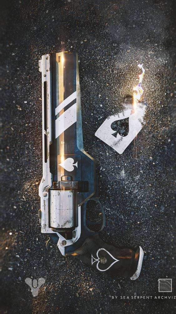 A Gun And A Card On The Ground Wallpaper