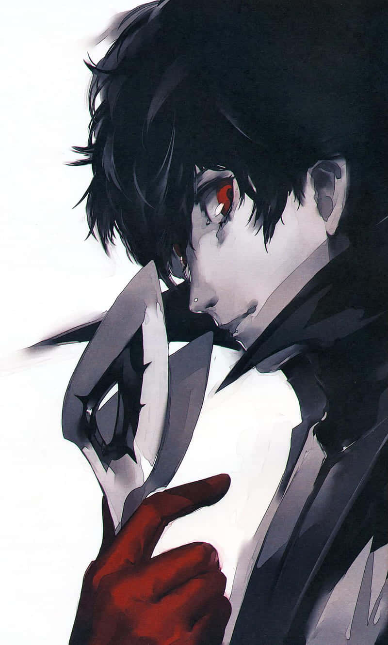 A Hauntingly Beautiful Horror Anime Boy Emerging From The Darkness Wallpaper