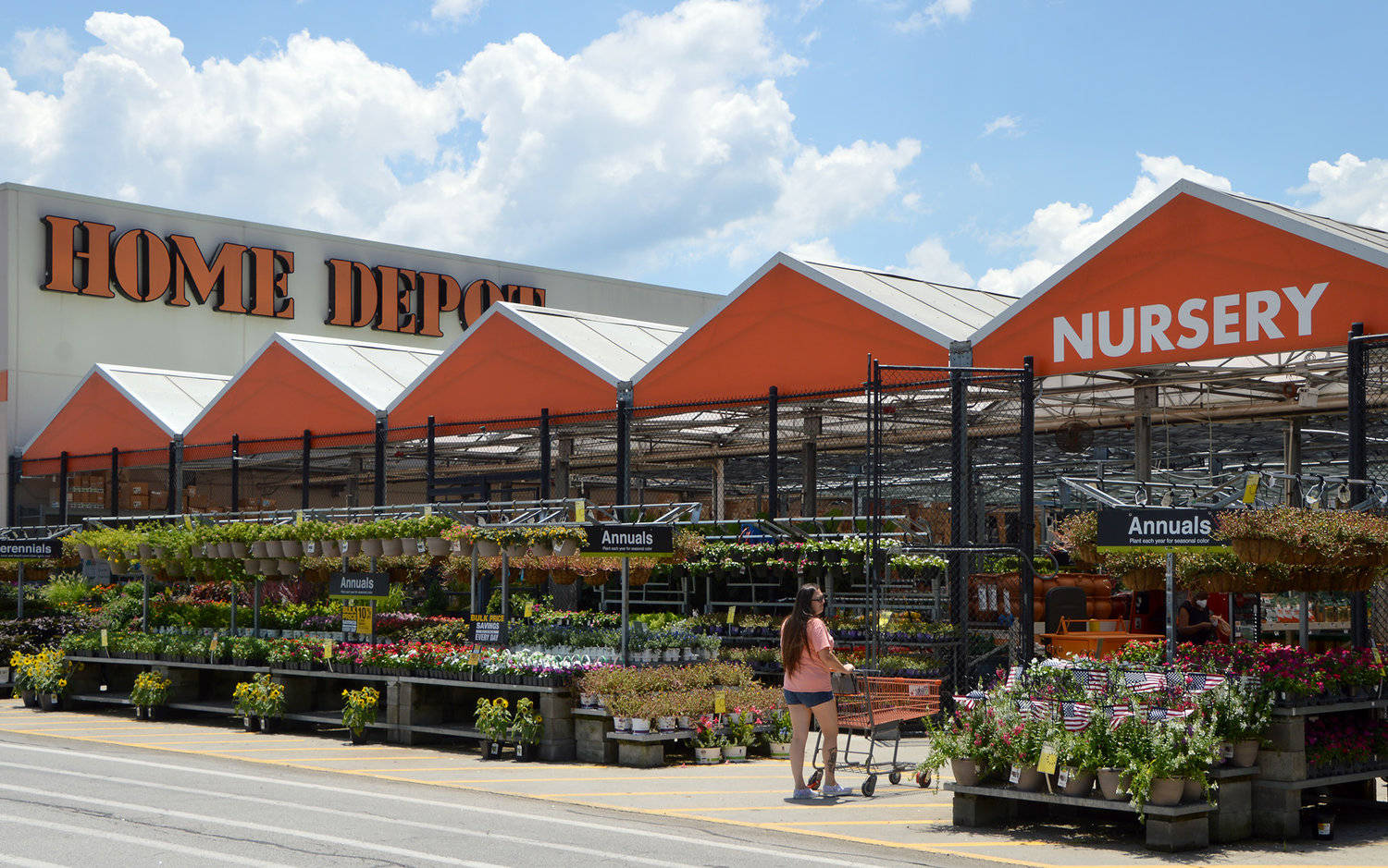 A Home Depot Garden Center Filled With Vibrant Greenery And Garden Essentials. Wallpaper