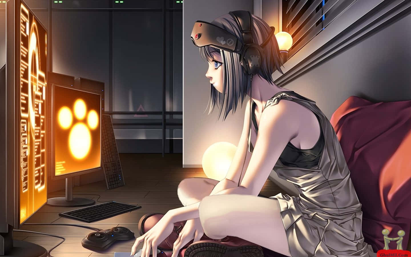 A Kawaii Gaming Girl Enjoying Her Favorite Game! Wallpaper