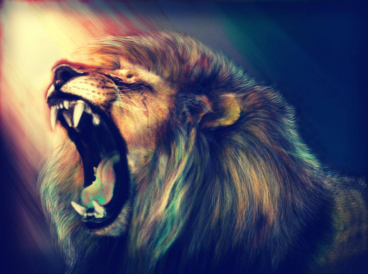 A Lion Roars In The Wild Wallpaper