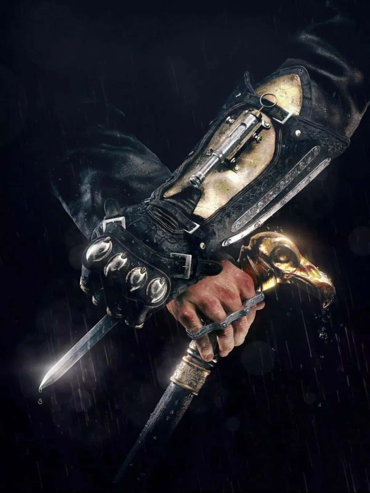 A Man Holding A Sword In The Rain Wallpaper