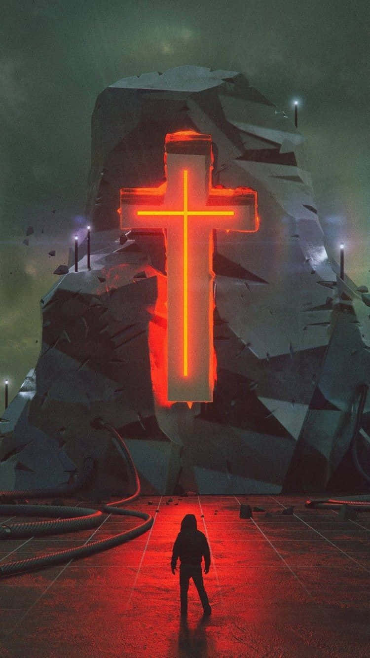 A Man Standing In Front Of A Cross Wallpaper