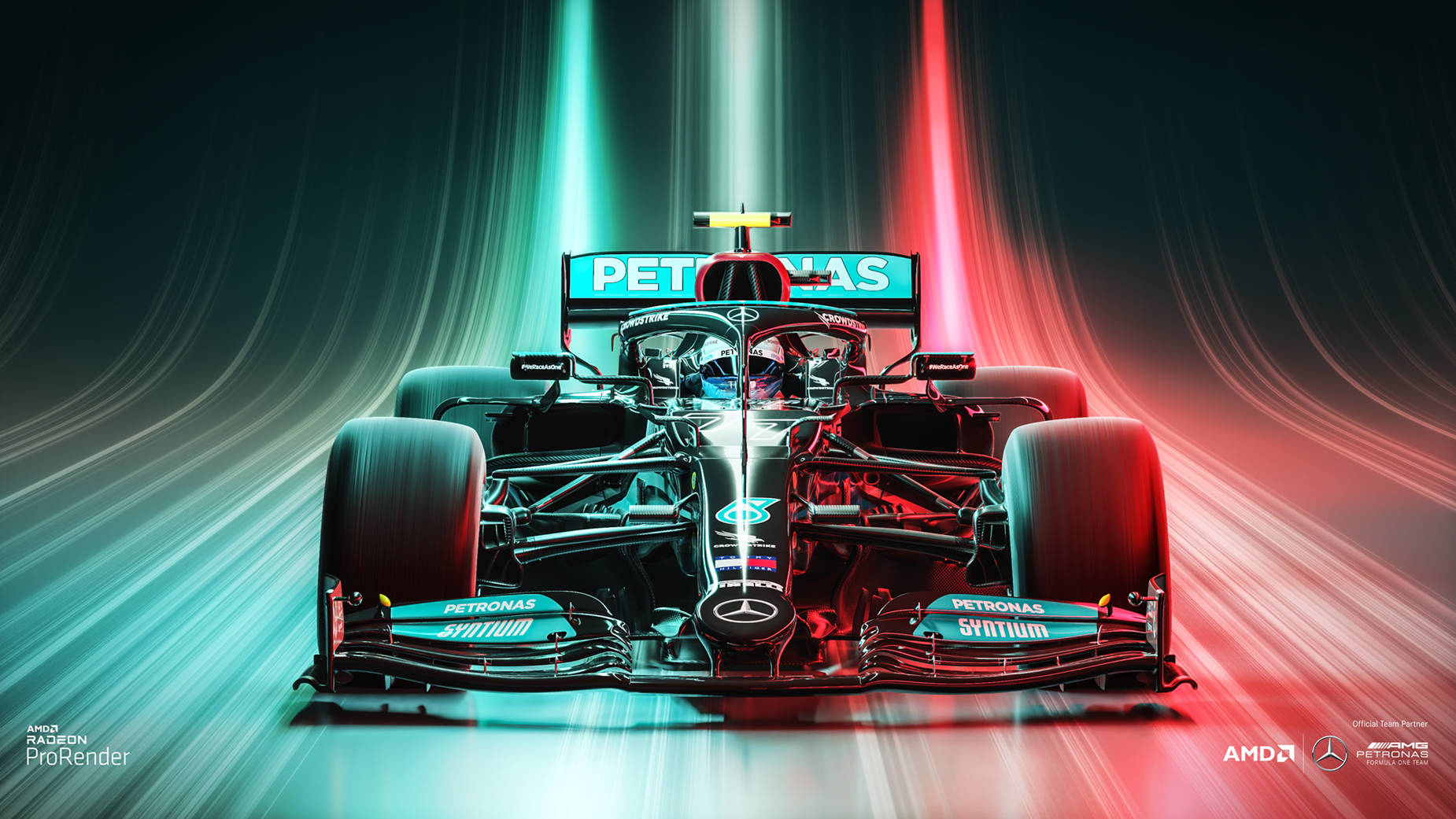 A Mercedes F1 Car Driving Through A Dark Tunnel Wallpaper