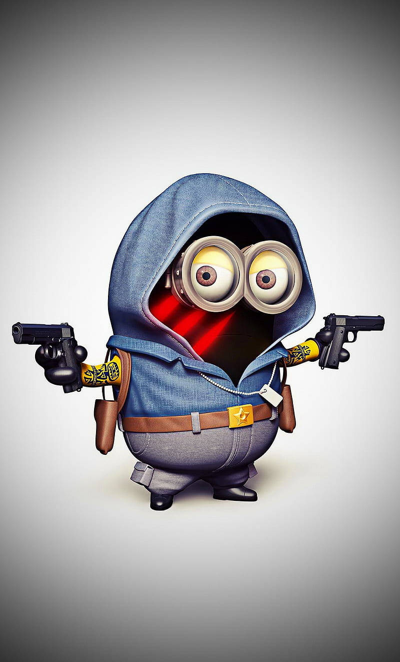 A Minion Holding Two Guns Wallpaper